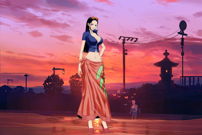 Nico Robin from One Piece at sunset
