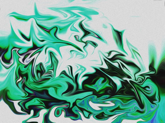 Abstract fluid digital art with green and black colors