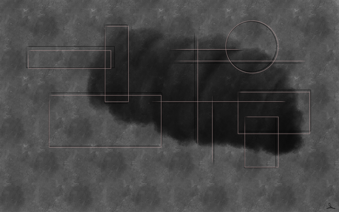 Abstract geometric composition with dark cloud