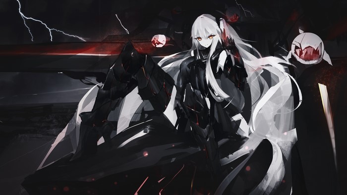 Anime girl with silver hair from Kantai Collection