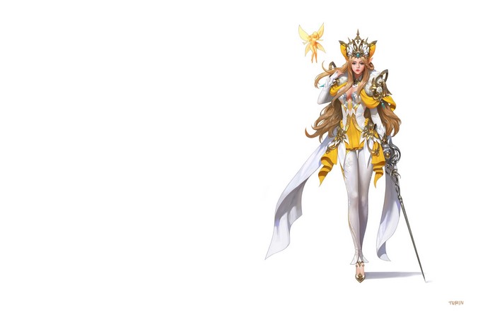 Fantasy girl with crown and sword