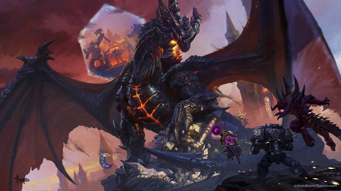 Deathwing and heroes from Heroes of the Storm in battle