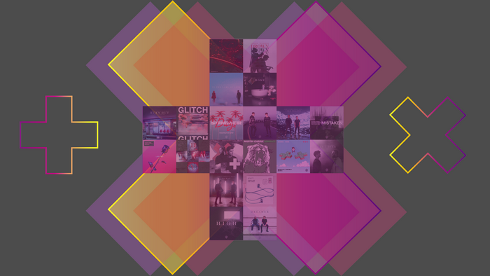 Martin Garrix album art collage on gray background
