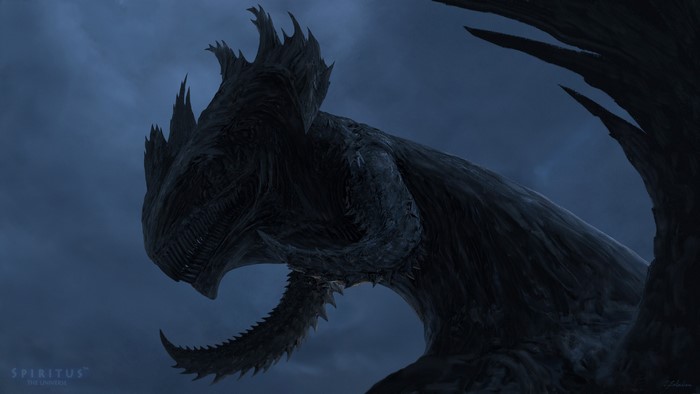 Dark fantasy art of a dragon