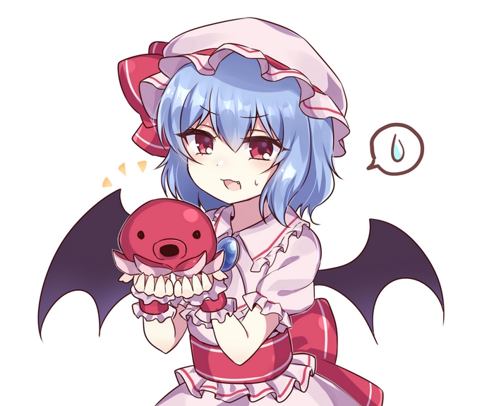 Remilia Scarlet holding a plush toy