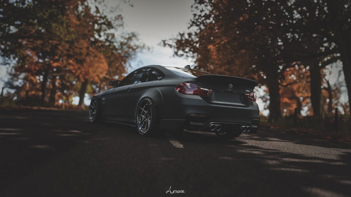 Matte black widebody BMW M4 Coupe in Forza Horizon 3