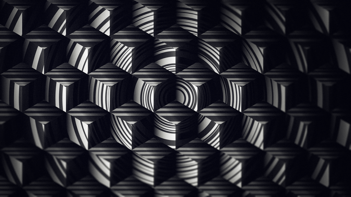 4K Monochrome 3D Abstract Cubes Pattern