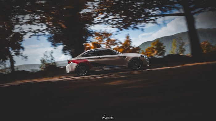 BMW M2 F84 driving on a road in Forza Horizon 4