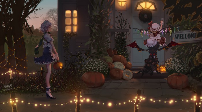 Izayoi Sakuya and Remilia Scarlet from Touhou during Halloween