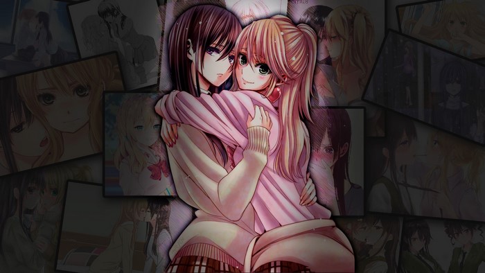 Yuzu and Mei hugging from Citrus manga