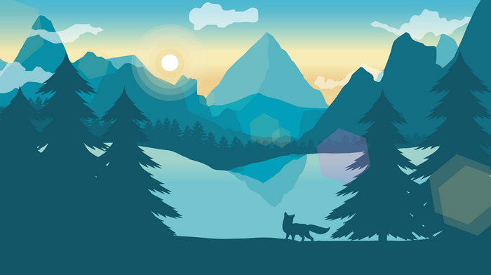 4K Digital Landscape with Fox and Mountains
