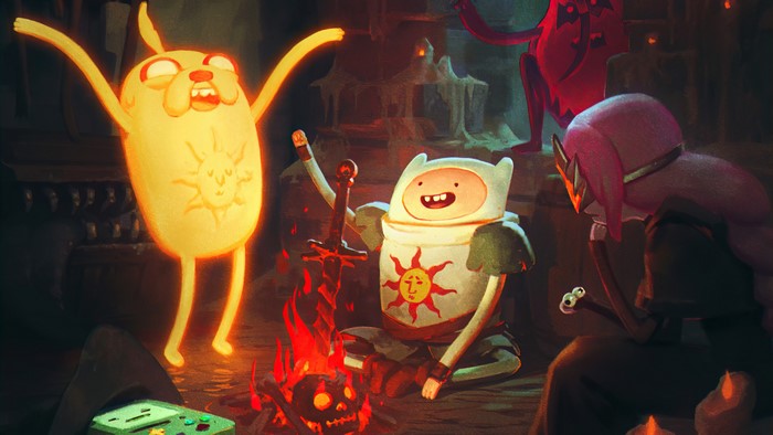 Finn and Jake from Adventure Time with Princess Bubblegum