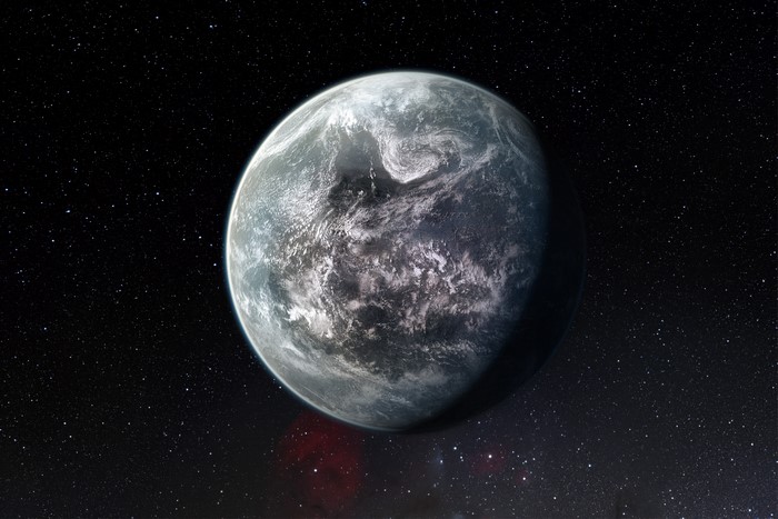 Exoplanet in space with stars and nebula