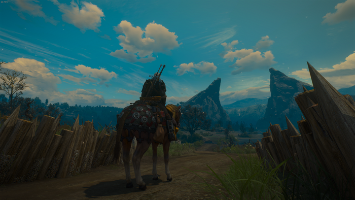 Geralt of Rivia from The Witcher 3: Wild Hunt on horseback