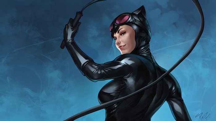 Catwoman from DC Comics with a whip