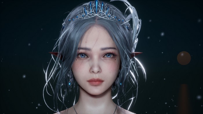 Fantasy girl with blue hair and tiara