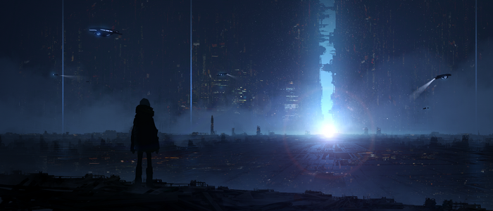 4K Cyberpunk Cityscape with Flying Vehicles