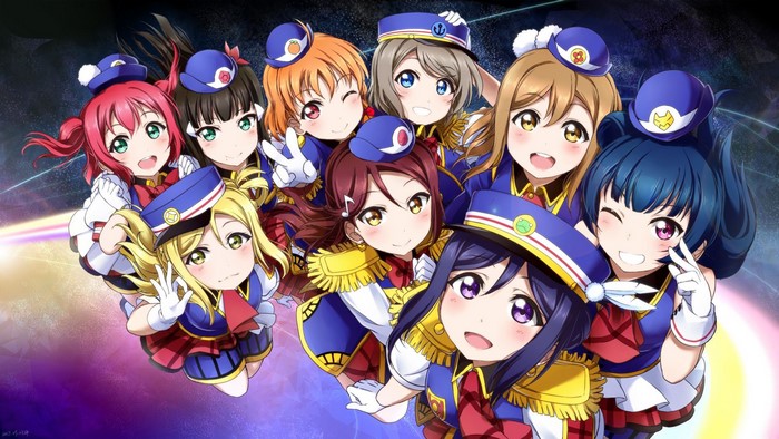Aqours girls from Love Live! Sunshine in sailor outfits