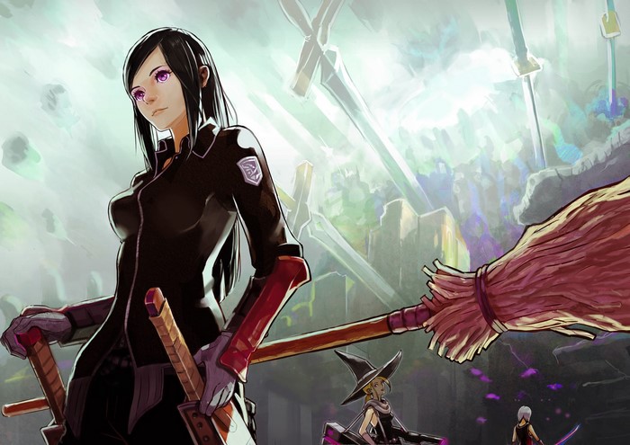 Anime girls with swords and witch hats