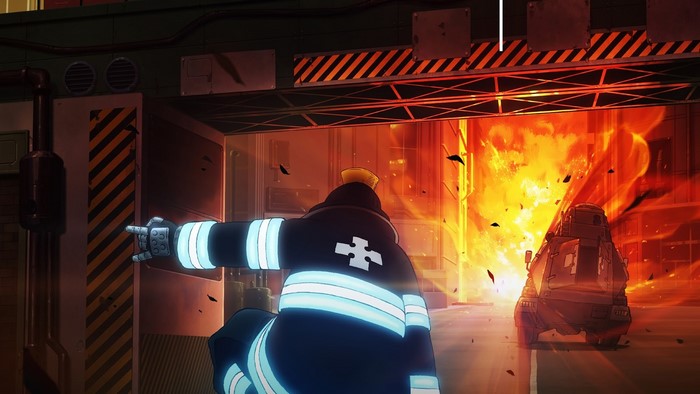 Fire Force: Shinra Kusakabe in burning building