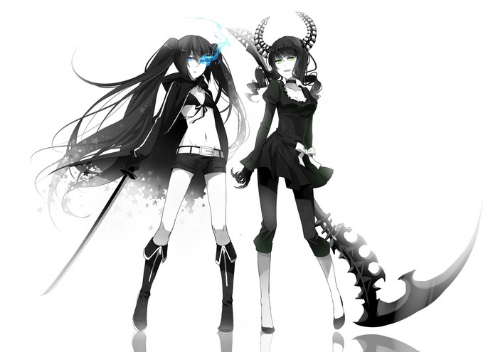 Black Rock Shooter and another woman with horns