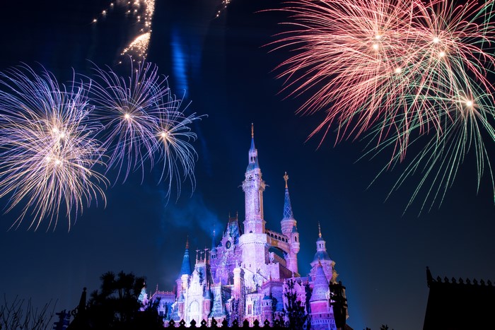 Fireworks over Shanghai Disney Castle