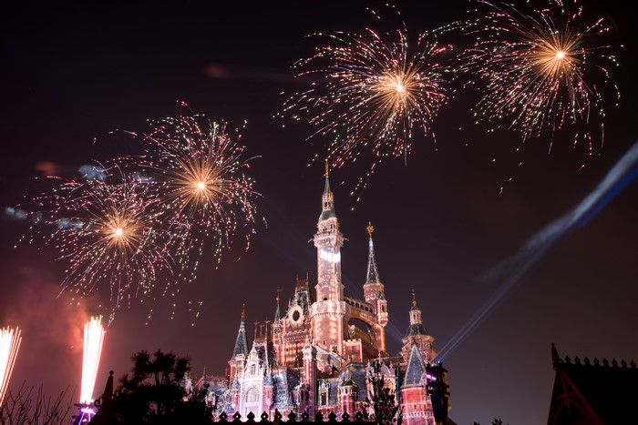 Fireworks over Shanghai Disney Castle
