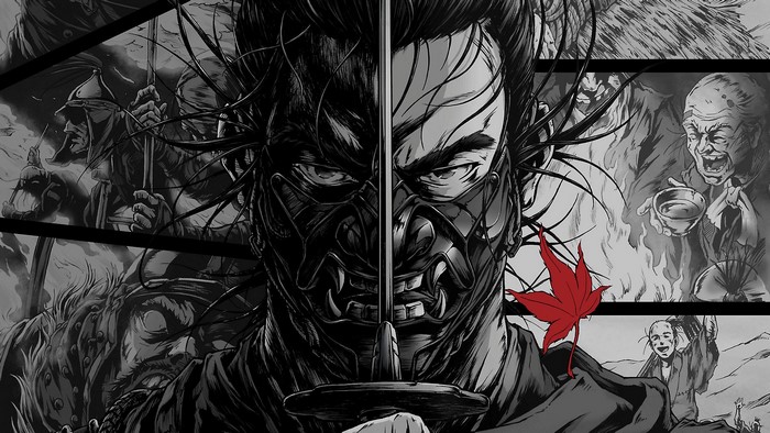 Jin Sakai from Ghost of Tsushima with katana