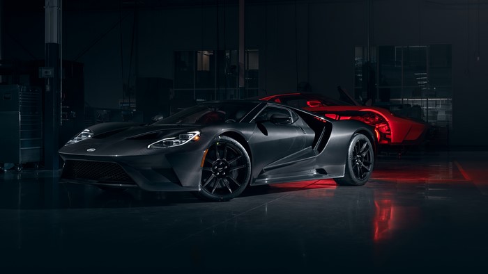 Ford GT Mk II in a dark garage