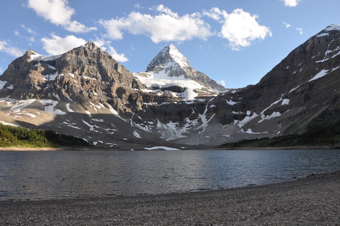 Mountains and lake with clouds