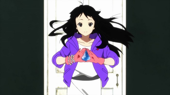 Akiyama Mio from K-ON! holding a blue gem