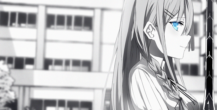 Anime girl with blue eyes and braided hair