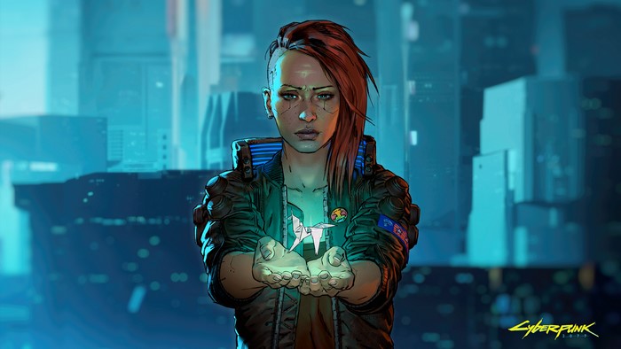 4K Origami with Woman from Cyberpunk 2077