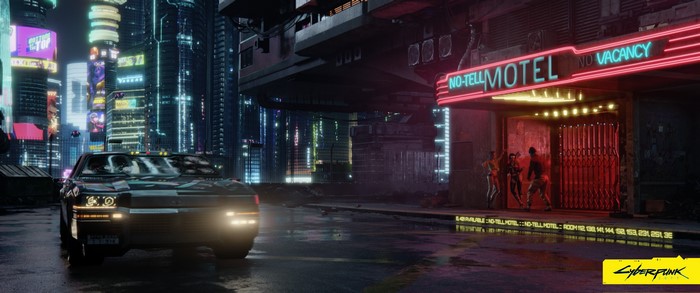 Cyberpunk 2077: No-Tell Motel Scene with Car