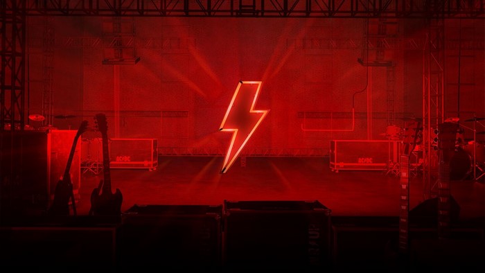 AC/DC Power Up stage with lightning bolt logo