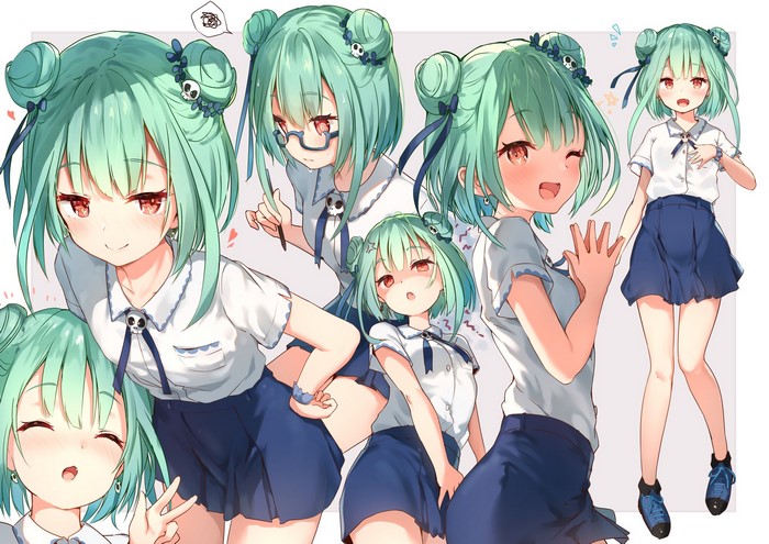 Uruha Rushia Anime Girl with Green Hair