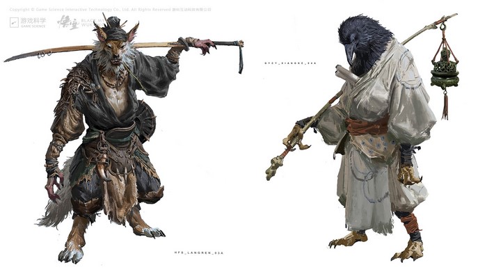 Wolf and Crow characters from Black Myth: Wukong