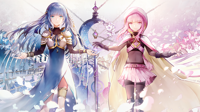 Two magical girls with blue and pink hair from Magia Record
