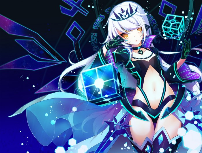 Eve from Elsword with glowing cubes