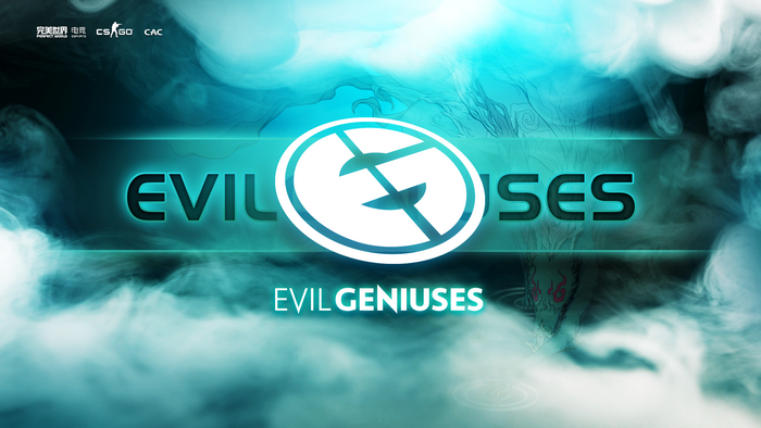 Evil Geniuses logo and text with CS:GO and CAC branding