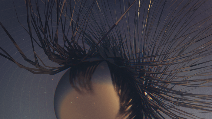 Abstract 3D render with sphere and lines