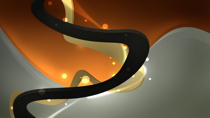 Abstract 3D wavy lines with glowing orbs
