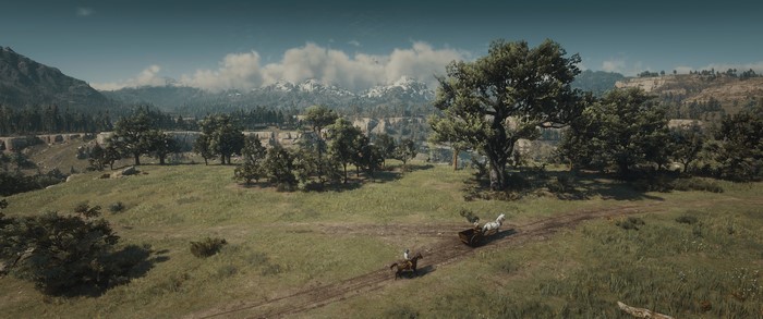 Red Dead Redemption 2: Horse and Cart in a Mountainous Landscape
