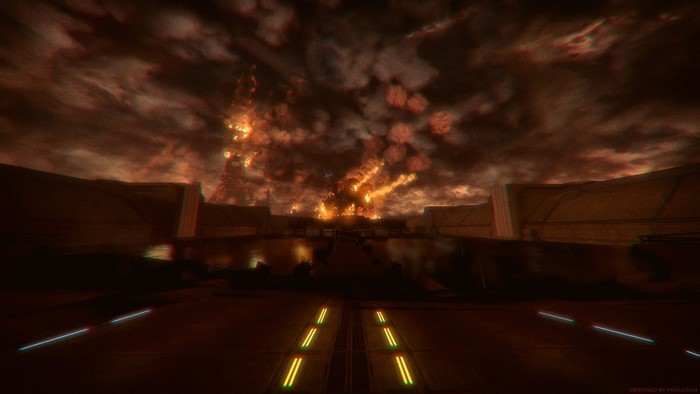 4K screenshot of a burning city in Halo 3: ODST
