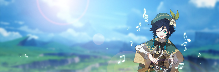 Venti from Genshin Impact playing a musical instrument