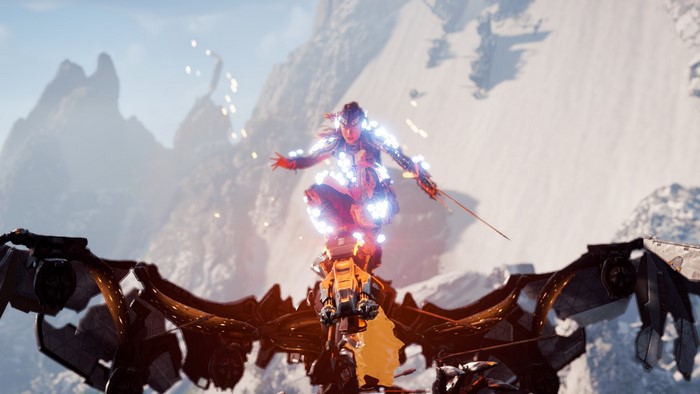 Aloy from Horizon Zero Dawn on a machine