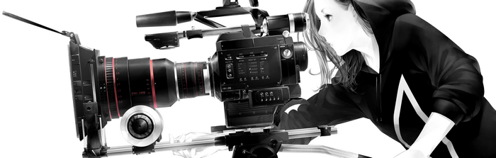 Anime girl operating a professional video camera