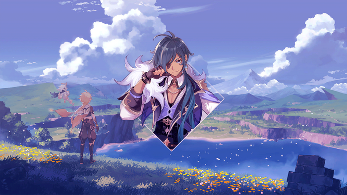 Kaeya Alberich and Traveler from Genshin Impact