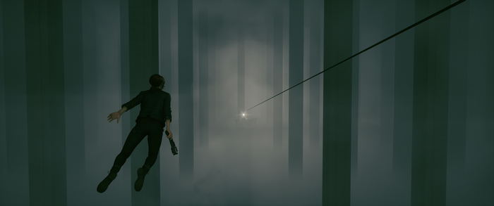 Jesse Faden from Control in a surreal environment