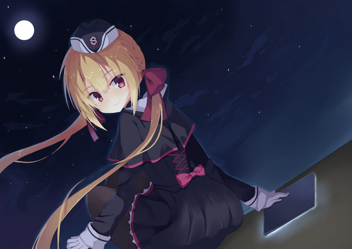 Nanami Arihara from RIDDLE JOKER holding a tablet at night